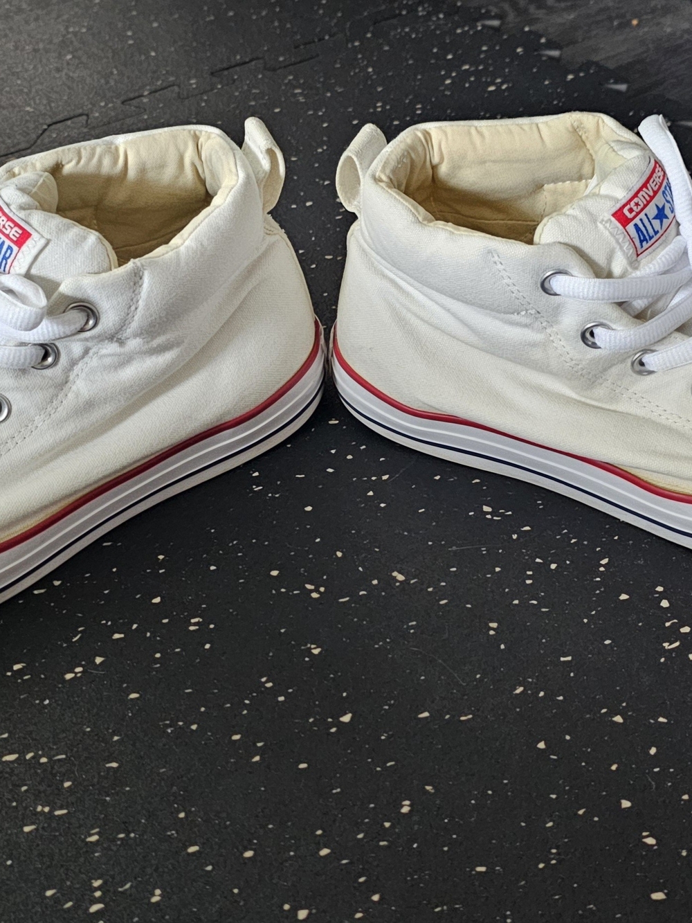 Converse All Star White Canvas High-Top Sneakers with Red Trim - Picture 4 of 4
